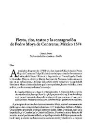 Portada:Fiesta, rito, teatro y la consagración de Pedro Moya de Contreras, México 1574 / Octavio Rivera