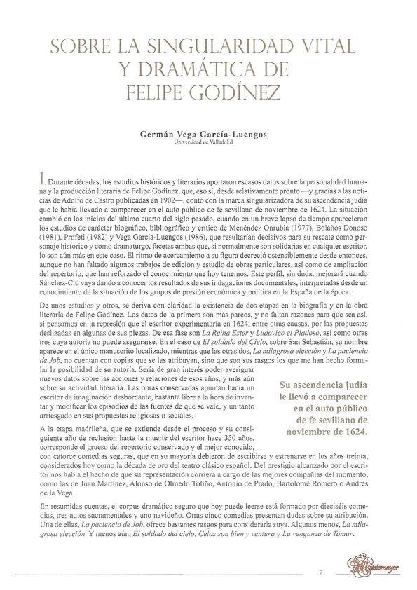 Sobre la singularidad vital y dramática de Felipe Godínez / Germán Vega García-Luengos | Biblioteca Virtual Miguel de Cervantes