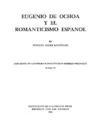 Portada:Eugenio de Ochoa y el Romanticismo español / by Donald Allen Randolph