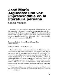 Portada:José María Arguedas: una voz imprescindible en la literatura peruana / Gracia Morales