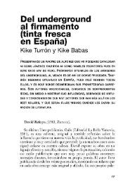 Portada:Del underground al firmamento : (tinta fresca en España) / Kike Turrón y Kike Babas