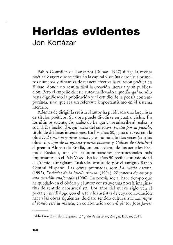 Heridas evidentes / Jon Kortazar | Biblioteca Virtual Miguel de Cervantes