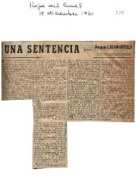 Portada:Una sentencia / por Joaquín Calvo-Sotelo