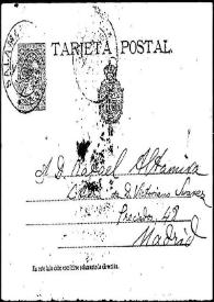 Tarjeta de Unamuno a Rafael Altamira. Salamanca, 23 de febrero de 1896 | Biblioteca Virtual Miguel de Cervantes