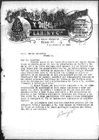 Portada:Carta de Larín y Cía. a Rafael Altamira. México, 2 de febrero de 1910