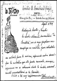 Portada:Carta postal de Emilio B. Guichard a Rafael Altamira. Sucre, 4 de agosto de 1909