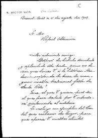 Carta de Ricardo Monner Sans a Rafael Altamira. Buenos Aires, 4 de agosto de 1909