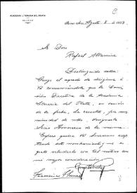 Portada:Carta de Francisco F. Fourcada y [A. B.] Prado, a Rafael Altamira. Buenos Aires, 8 de agosto de 1909