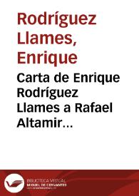 Portada:Carta de Enrique Rodríguez Llames a Rafael Altamira. Rosario, 22 de agosto de 1909