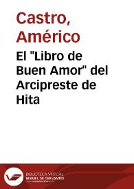 Portada:El \"Libro de Buen Amor\" del Arcipreste de Hita / Américo Castro