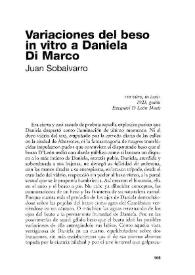 Portada:Variaciones del beso in vitro a Daniela Di Marco / Juan Sobalvarro