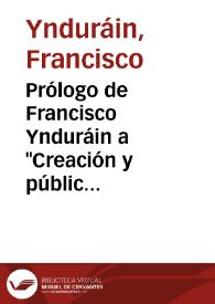 Portada:Prólogo de Francisco Ynduráin a \"Creación y público en la literatura española\"