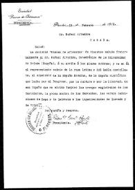 Portada:Carta de Francisco González Busto a Rafael Altamira. Placetas, 15 de Febrero de 1910