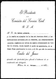 Portada:Saluda de Emilio del Junco a Rafael Altamira. Habana, 19 de febrero de 1910