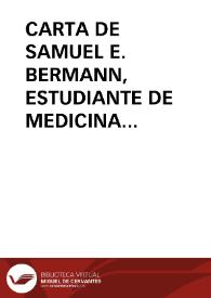 Portada:Carta de Samuel E. Bermann, estudiante de medicina en Buenos Aires, a Rafael Altamira, 1 de octubre de 1909