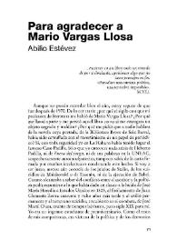 Portada:Para agradecer a Mario Vargas Llosa / Abilio Estévez