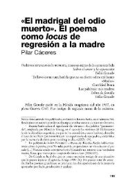 Portada:\"El madrigal del odio muerto\". El poema como \"locus\" de regresión a la madre / Pilar Cáceres