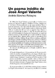 Portada:Un poema inédito de José Ángel Valente / Andrés Sánchez Robayna