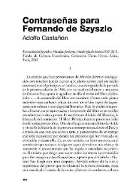 Contraseñas para Fernando de Szyszlo / Adolfo Castañón | Biblioteca Virtual Miguel de Cervantes