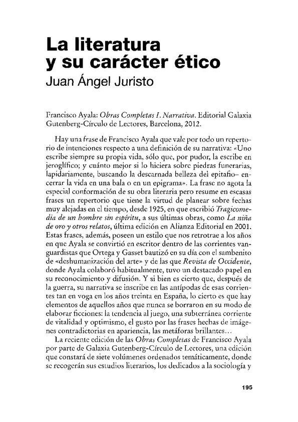 La literatura y su carácter ético / Juan Ángel Juristo | Biblioteca Virtual Miguel de Cervantes