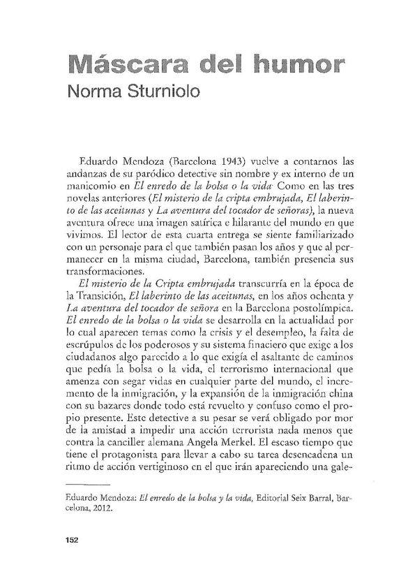 Máscara del humor / Norma Sturniolo | Biblioteca Virtual Miguel de Cervantes