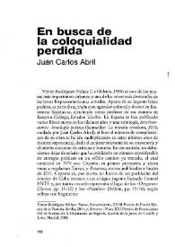 Portada:En busca de la coloquialidad perdida / Juan Carlos Abril