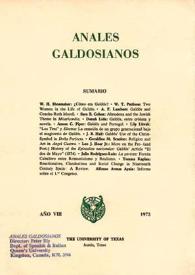 Portada:Anales galdosianos. Año VIII, 1973