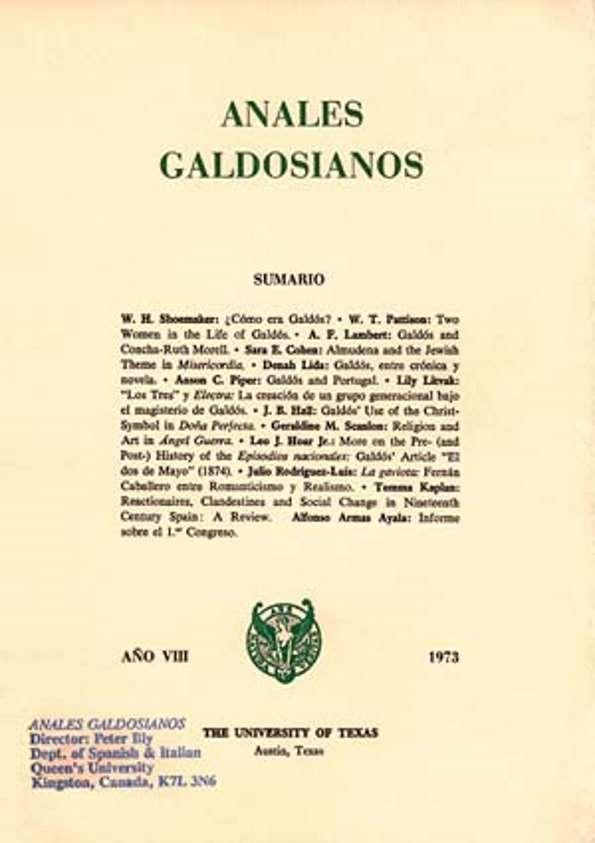 Anales galdosianos. Año VIII, 1973 | Biblioteca Virtual Miguel de Cervantes