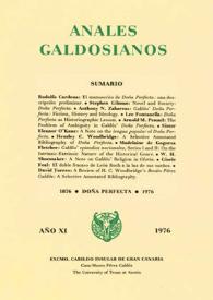 Portada:Anales galdosianos. Año XI, 1976