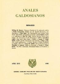Portada:Anales galdosianos. Año XVI, 1981