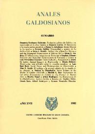 Portada:Anales galdosianos. Año XVII, 1982
