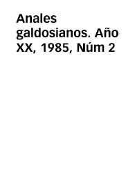 Portada:Anales galdosianos. Año XX, 1985, Núm 2