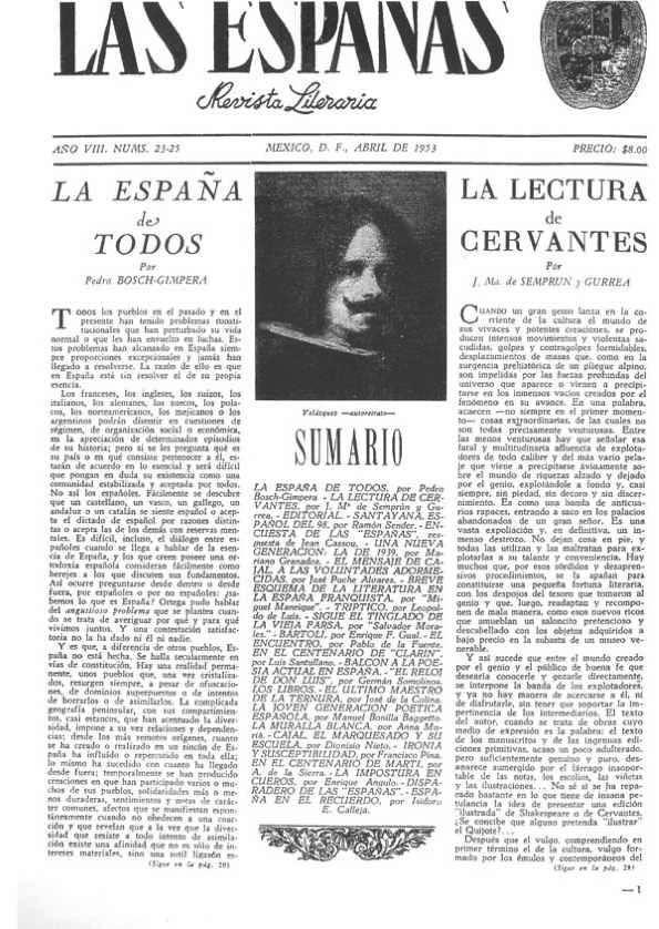 Las Españas : revista literaria. Año VIII, núm. 23, 24 y 25, abril 1953 | Biblioteca Virtual Miguel de Cervantes