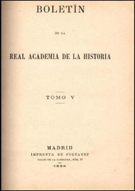 Portada:Boletín de la Real Academia de la Historia. Tomo 5, Año 1884