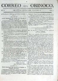 Portada:Correo del Orinoco. Núm. 4, 18 de julio de 1818