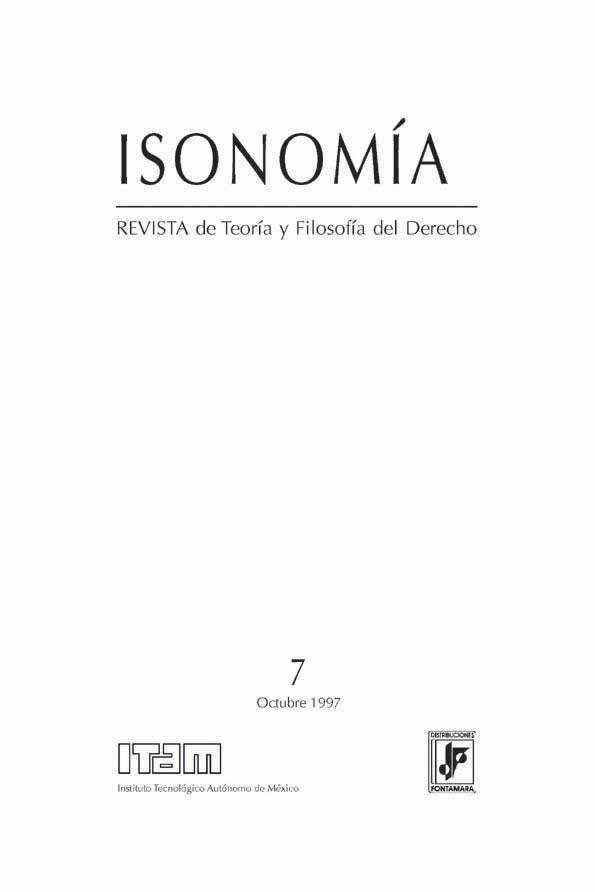 Isonomía : Revista de Teoría y Filosofía del Derecho. Núm. 7, octubre 1997 | Biblioteca Virtual Miguel de Cervantes