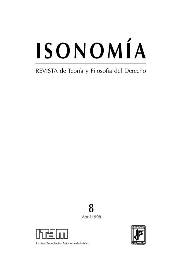 Isonomía : Revista de Teoría y Filosofía del Derecho. Núm. 8, abril 1998 | Biblioteca Virtual Miguel de Cervantes