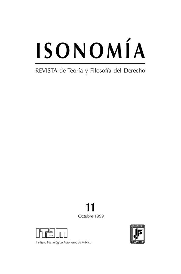 Isonomía : Revista de Teoría y Filosofía del Derecho. Núm. 11, octubre 1999 | Biblioteca Virtual Miguel de Cervantes