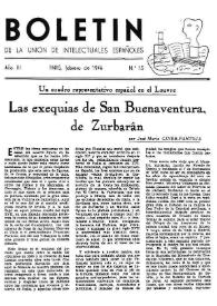 Portada:Boletín de la Unión de Intelectuales Españoles. Año III, núm. 15, febrero 1946