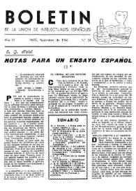 Portada:Boletín de la Unión de Intelectuales Españoles. Año III, núm. 24, noviembre 1946
