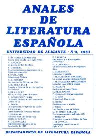 Portada:Anales de Literatura Española. Núm. 2, 1983