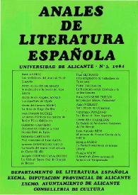 Portada:Anales de Literatura Española. Núm. 3, 1984