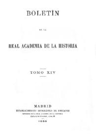 Portada:Boletín de la Real Academia de la Historia. Tomo 14, Año 1889