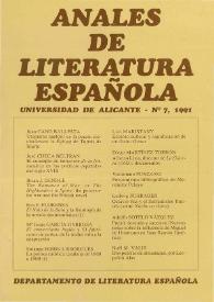 Más información sobre Anales de Literatura Española. Núm. 7, 1991