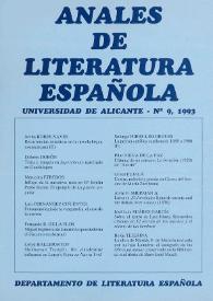 Portada:Anales de Literatura Española. Núm. 9, 1993