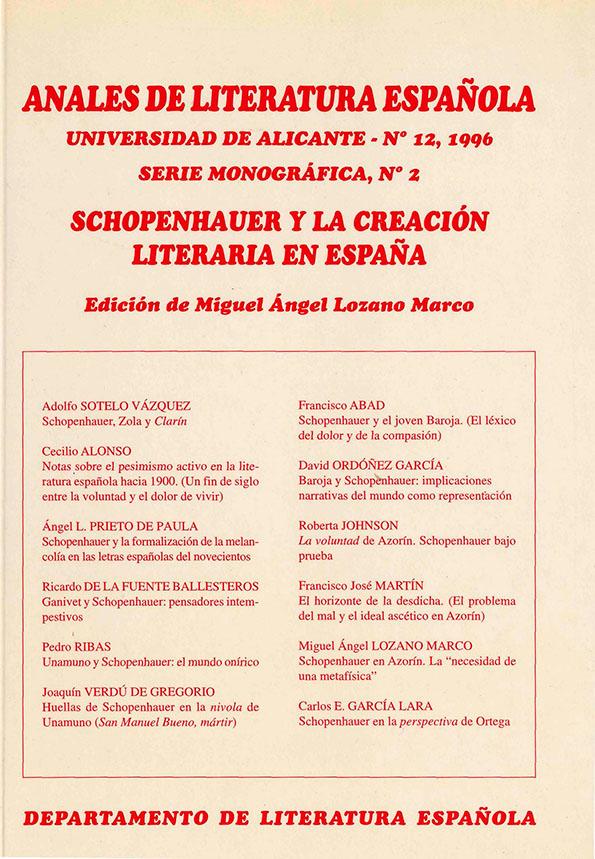Anales de Literatura Española. Núm. 12, 1996 | Biblioteca Virtual Miguel de Cervantes