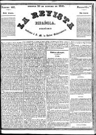 Portada:La Revista española : periódico dedicado a la Reina Ntra. Sra. Núm. 107, domingo 20 de octubre de 1833