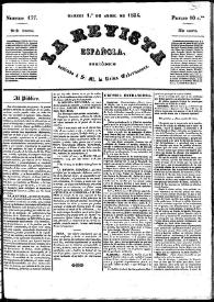 Portada:La Revista española : periódico dedicado a la Reina Ntra. Sra. Núm. 177, martes 1 de abril de 1834