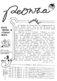Portada:Peonza : Revista de literatura infantil y juvenil. Núm. 3, abril 1987
