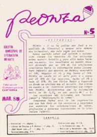 Portada:Peonza : Revista de literatura infantil y juvenil. Núm. 5, marzo 1988